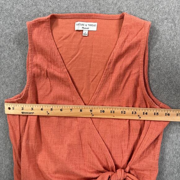 MADEWELL Texture & Thread Wrap-Tie Tank Top L8969 Women's Small Salmon V-Neck - Picture 5 of 7